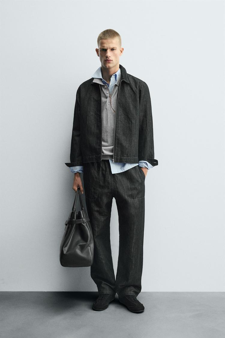 RELAXED FIT DENIM JACKET Black ZARA United Kingdom