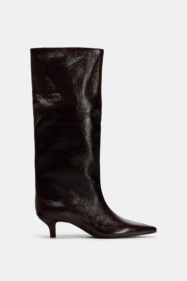 BOTA DE SALTO KITTEN - Vermelho-bordô da Zara