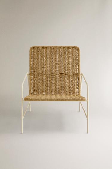 WOVEN METAL FRAME OUTDOOR CHAIR - brown/white by Zara