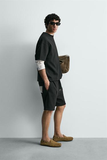 T-SHIRT WITH LABEL PATCH - Black by Zara - Image 3