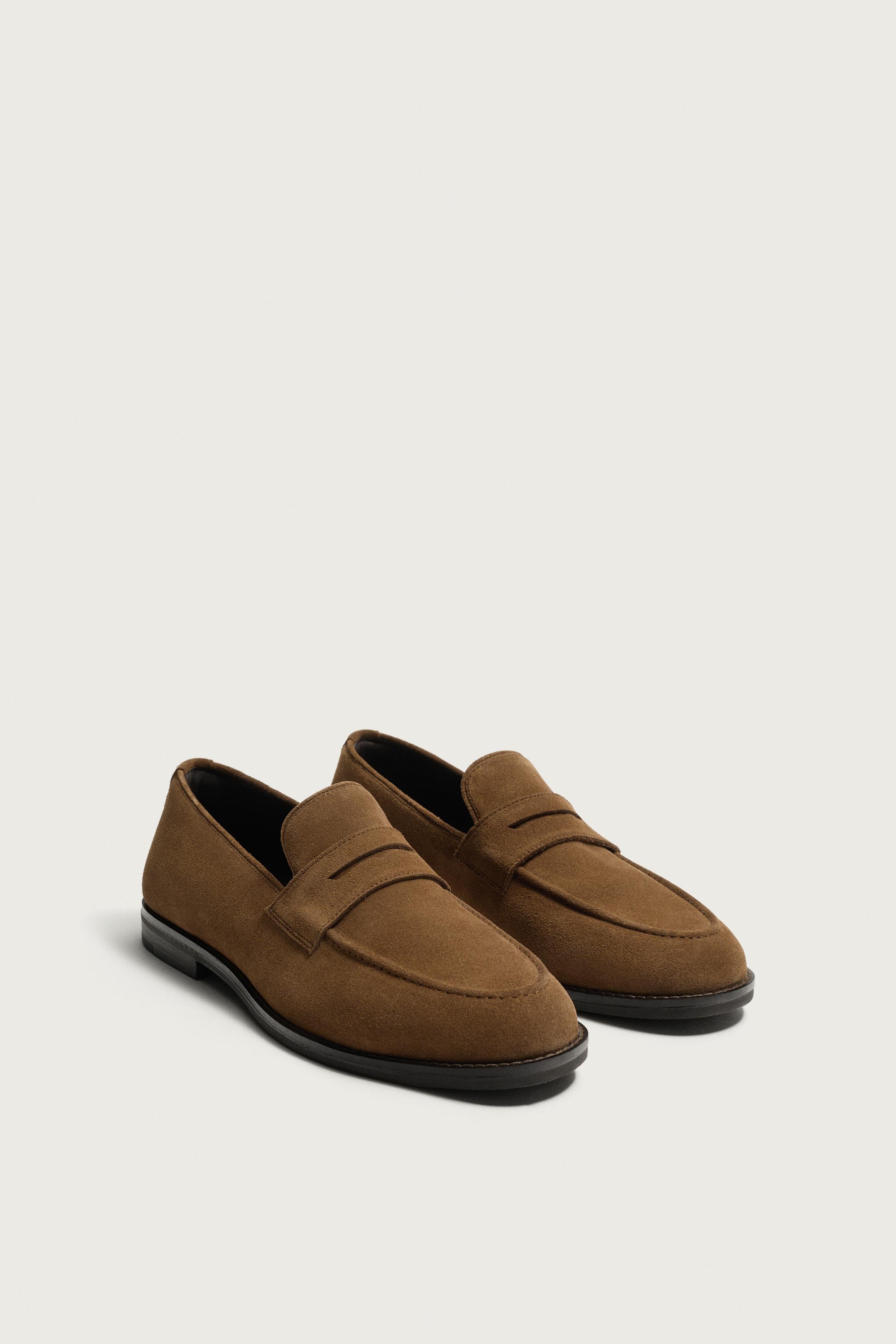 LEATHER PENNY LOAFERS — Brown