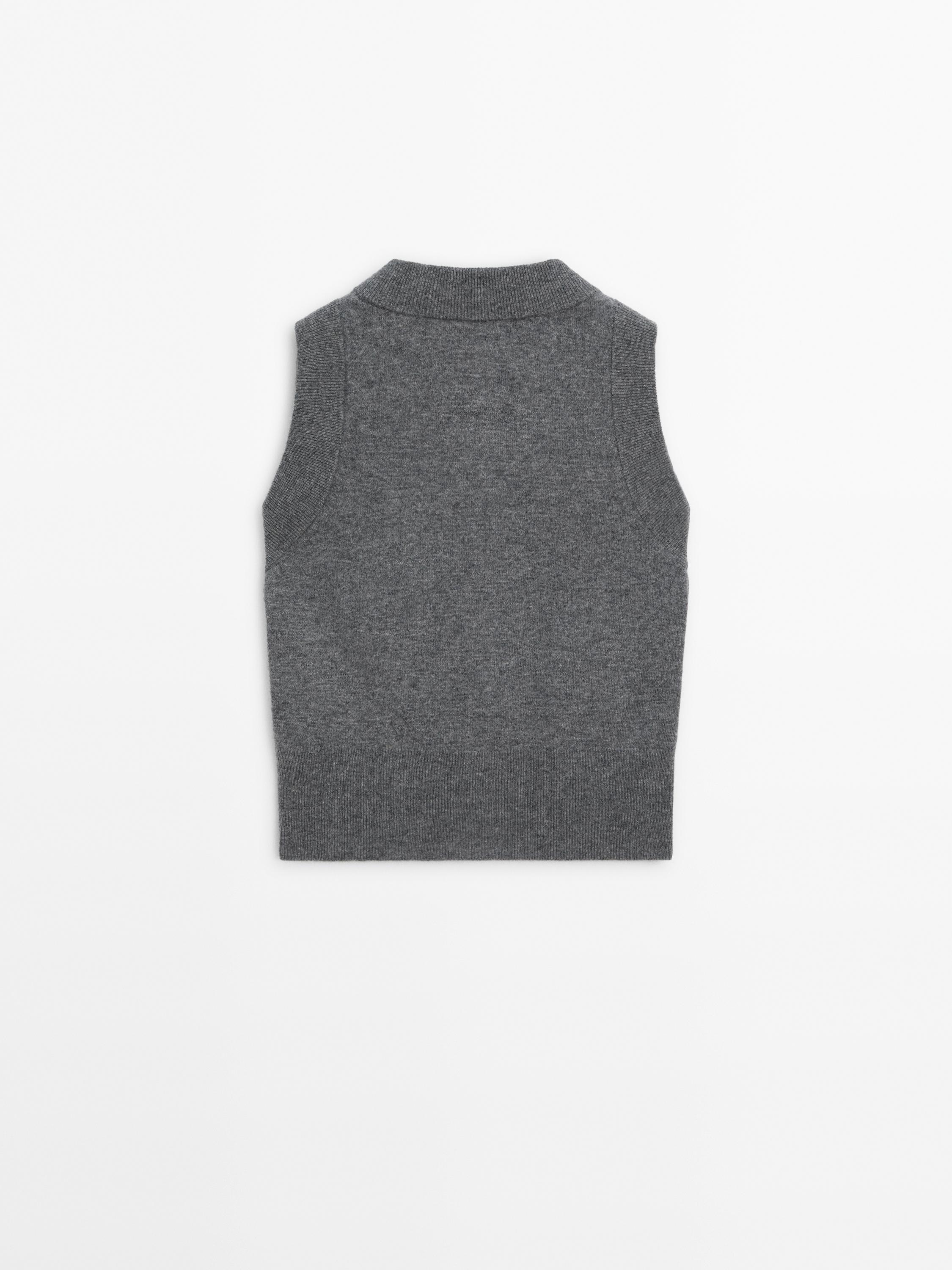 Wool blend knit vest with buttons - Gray | ZARA United States