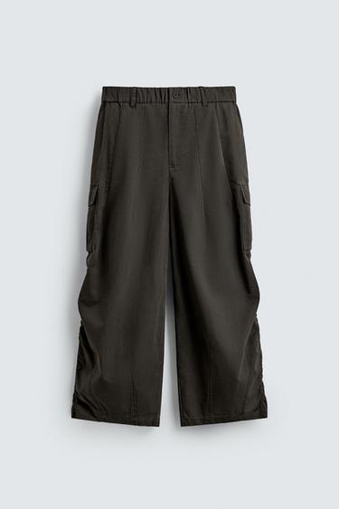 Zara RELAXED FIT CARGO PANTS - Dark brown