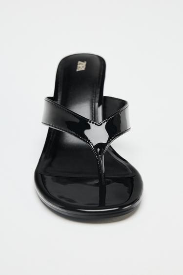 SANDALES COMPENSÉES EFFET VERNI - Noir de Zara - Image 3