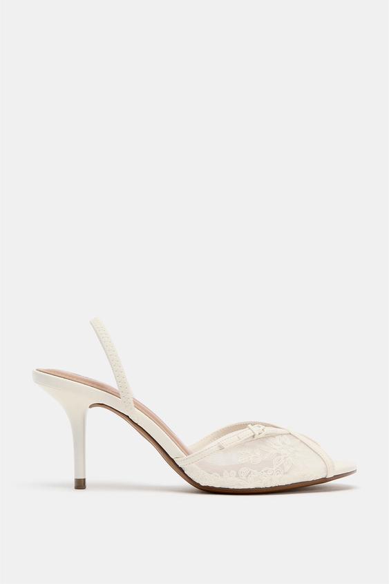 EMBROIDERED MESH HEELED SANDALS from Zara - $79.90