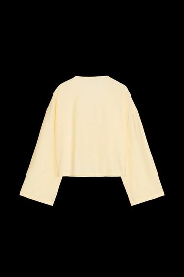 CRINKLED-EFFECT KIMONO - Light yellow by Zara