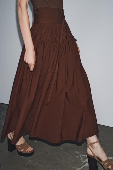 CONTRAST GATHERED DRESS - Brown by Zara - Image 1