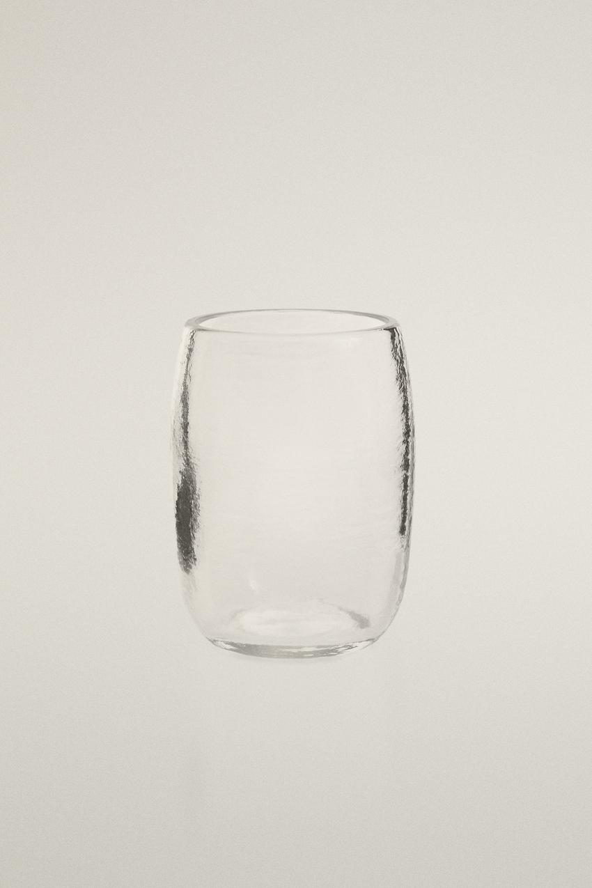 ZAHNPUTZBECHER GLAS TEXTURIERT - Transparent