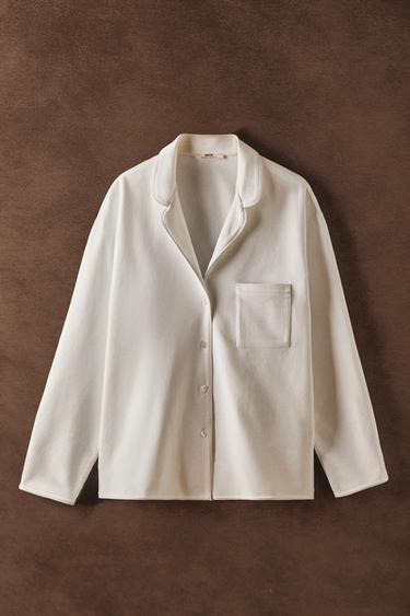 NAPPED SHIRT WITH TRIM - White by Zara - Image 5