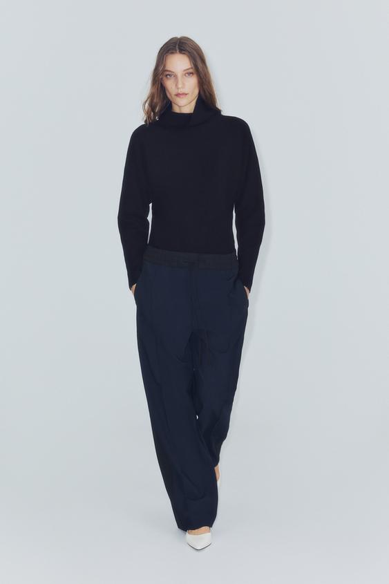 Zara ZW COLLECTION SIDE STRIPE PANTS - Navy blue - Image 0