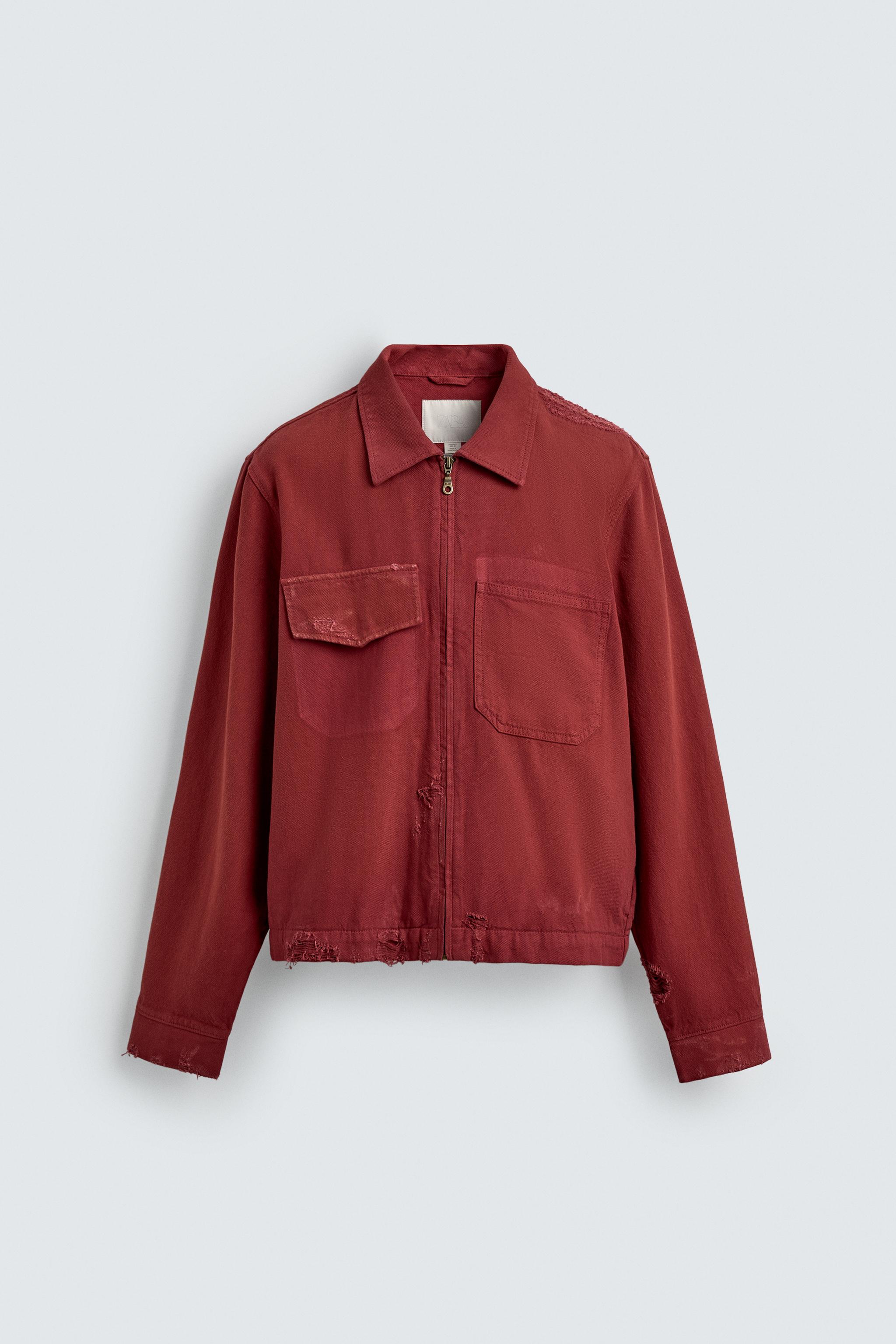 CROPPED FIT RIPPED EFFECT JACKET
