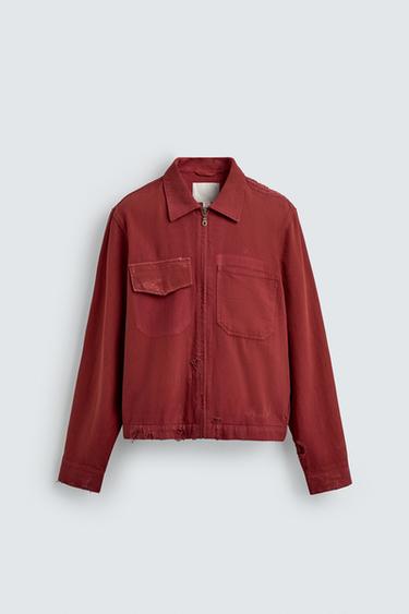 RÖVID SZABÁSÚ SZAKADT HATÁSÚ DZSEKI – BURGANDY MARS a ZARA-tól