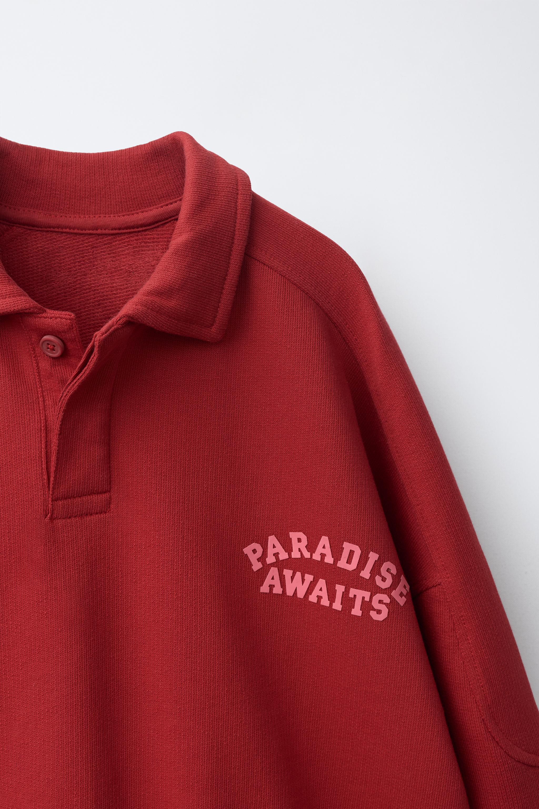 TEXT PRINT POLO SWEATSHIRT