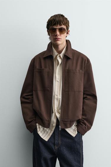 SOBRECAMISA ACOLCHADA BOLSILLOS - Marrón de Zara
