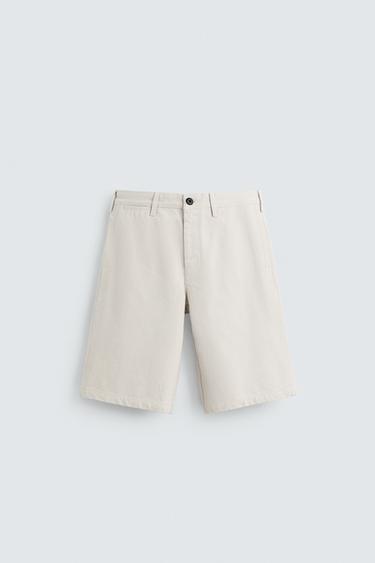 Zara BAGGY FIT BERMUDA SHORTS - Ecru