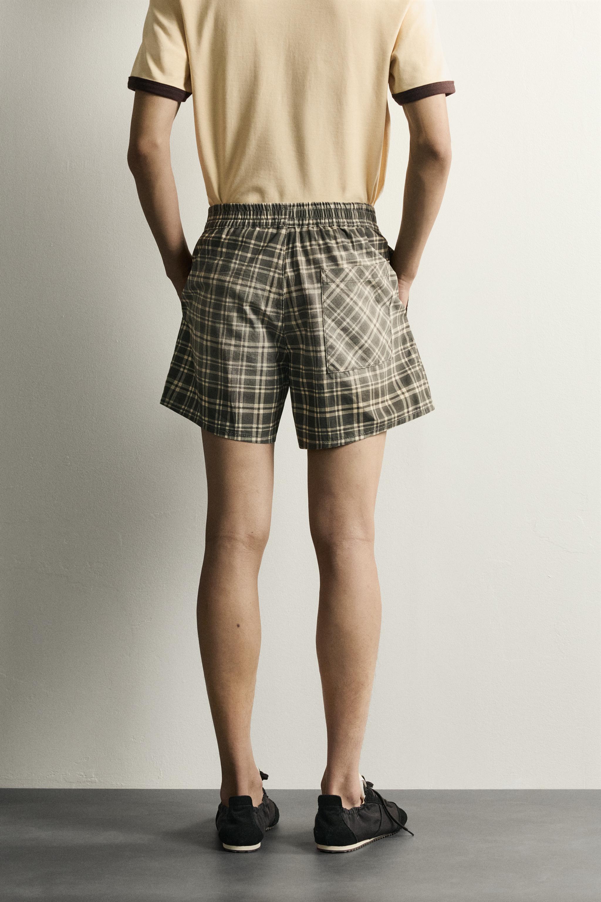 Мужские шорты Zara WASHED CHECKERED SHORTS — фото 3