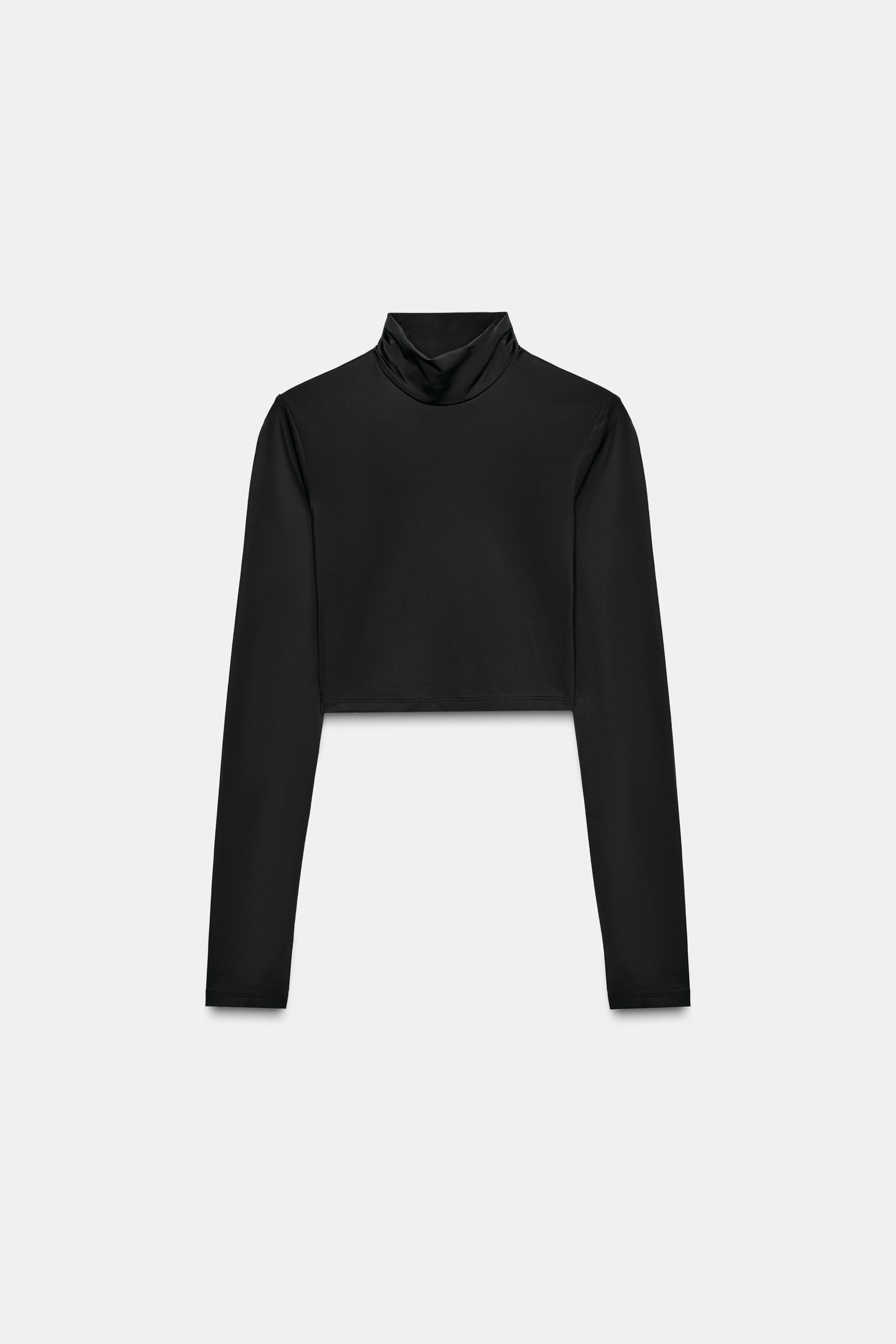 POLYAMIDE CROP T-SHIRT - Black | ZARA Turkey