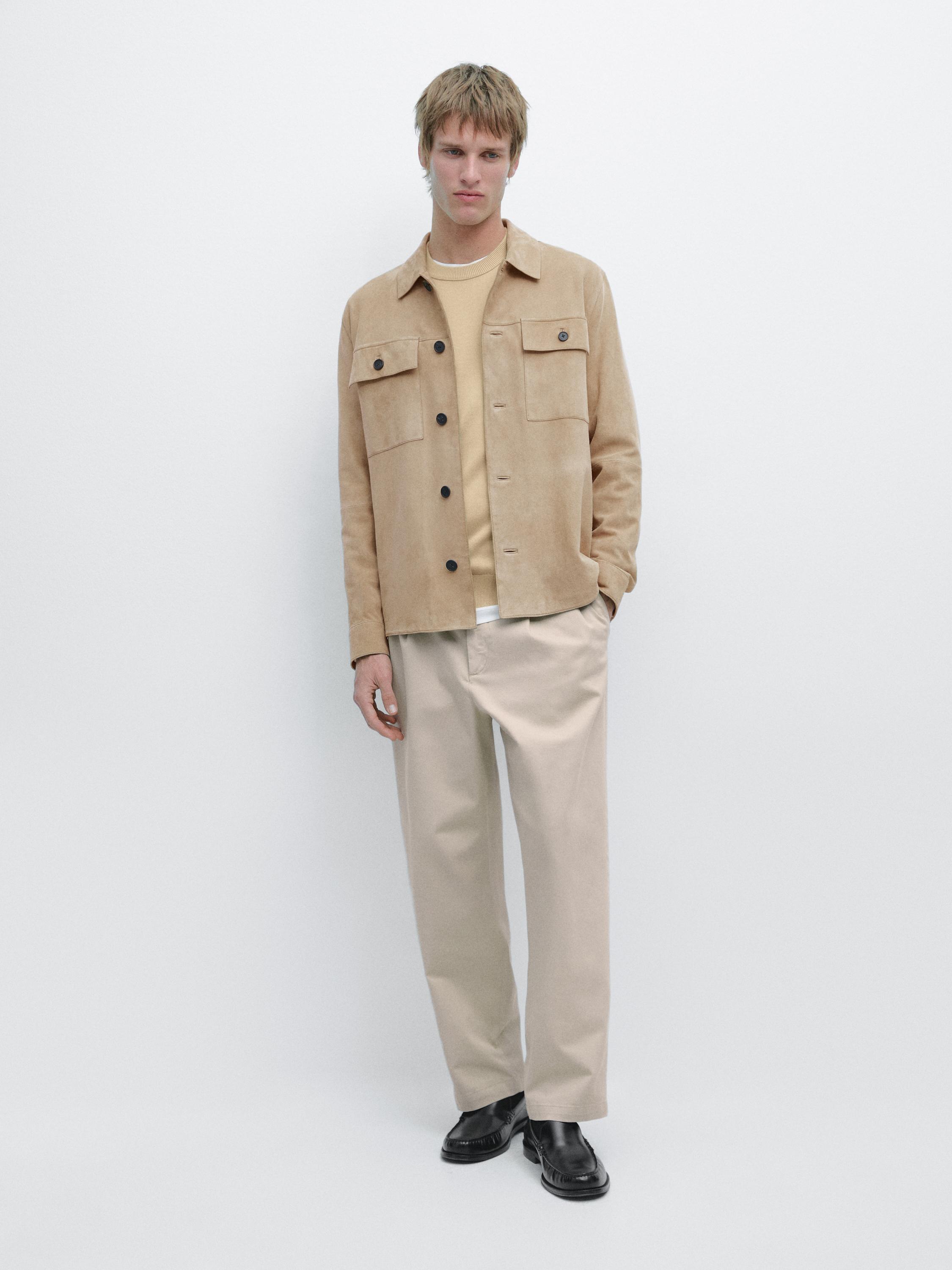 Suede leather overshirt