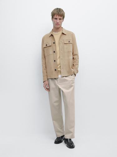 Zara Suede leather overshirt - Beige