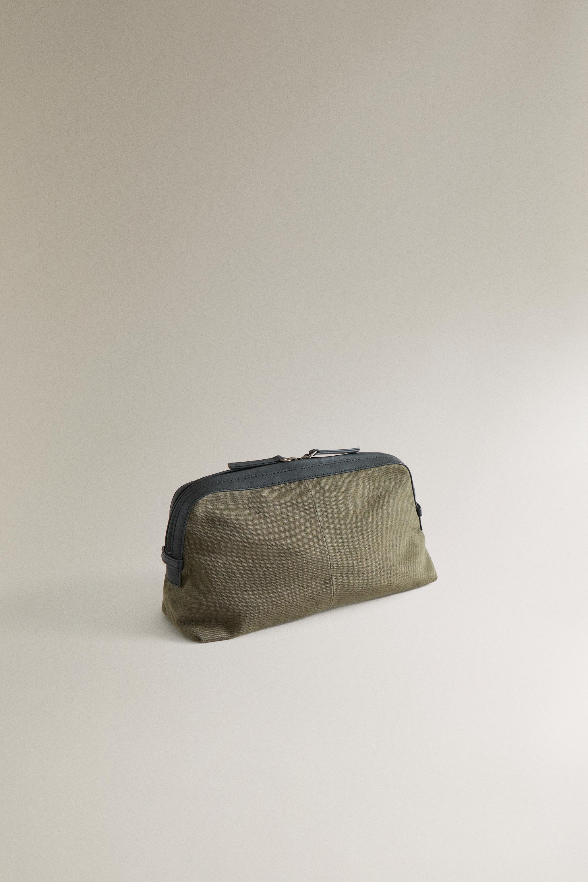CANVAS LEATHER MAKEUP BAG