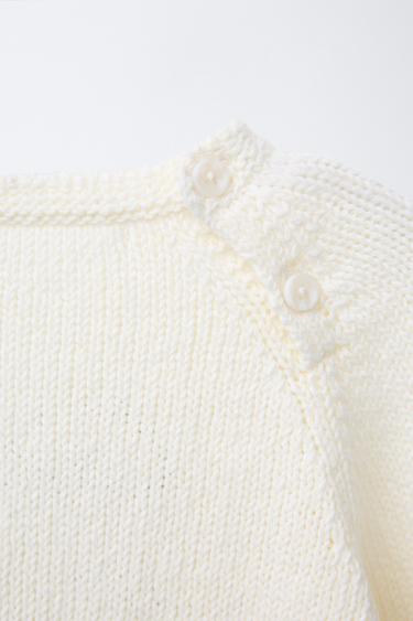 EMBROIDERED TEXT KNIT SWEATER - Ecru by Zara - Image 3