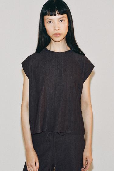 توب ريفي دون أكمام - رمادي أنثراسايت by Zara