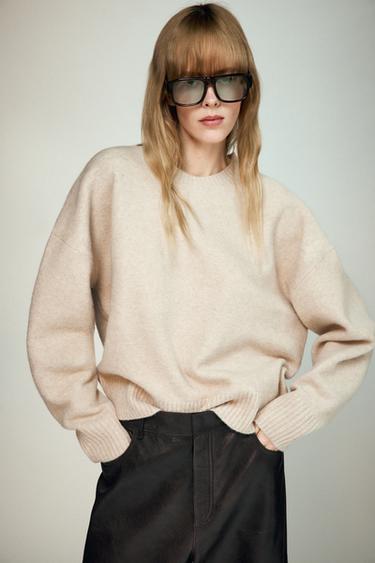 Zara SOFT KNIT JUMPER - Sand / Marl