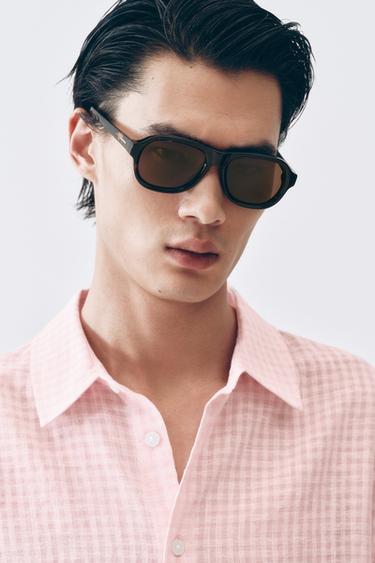 FLOWING CHECK SHIRT - Pastel pink by Zara