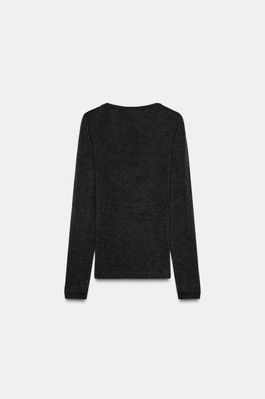 T-SHIRT À MANCHES LONGUES - Gris foncé de Zara - Image 5