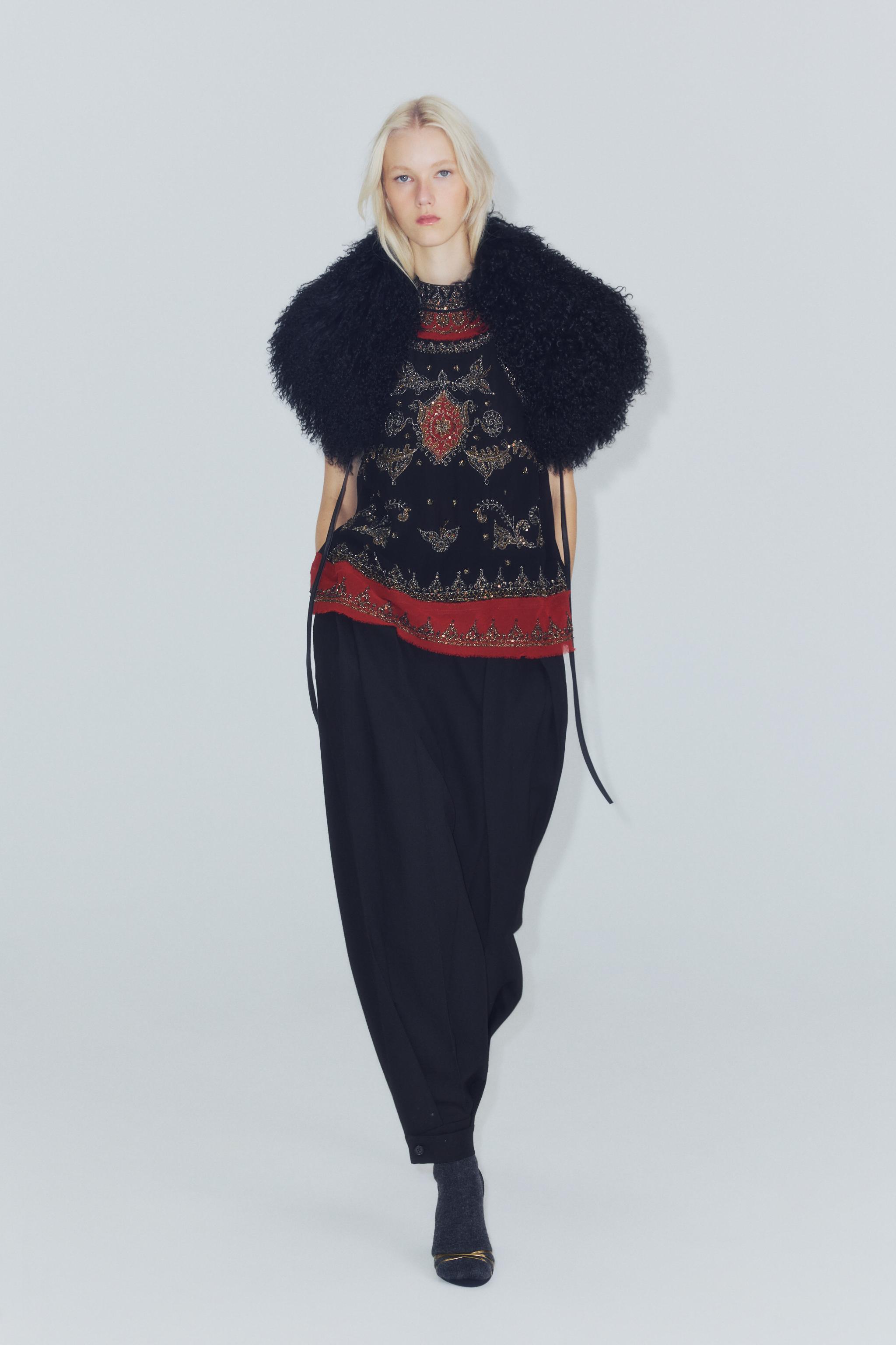 ZW COLLECTION EMBROIDERED BEADED COMBINED TOP