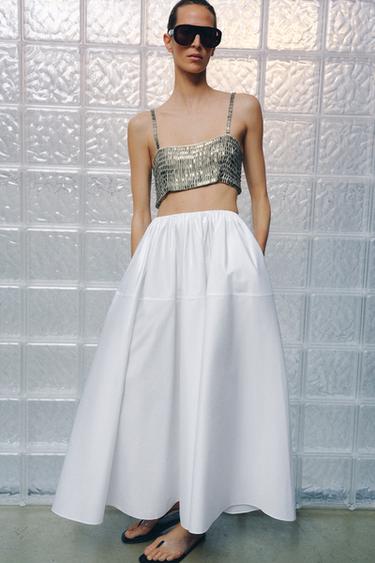 ZW COLLECTION VOLUMINOUS SKIRT - White by Zara