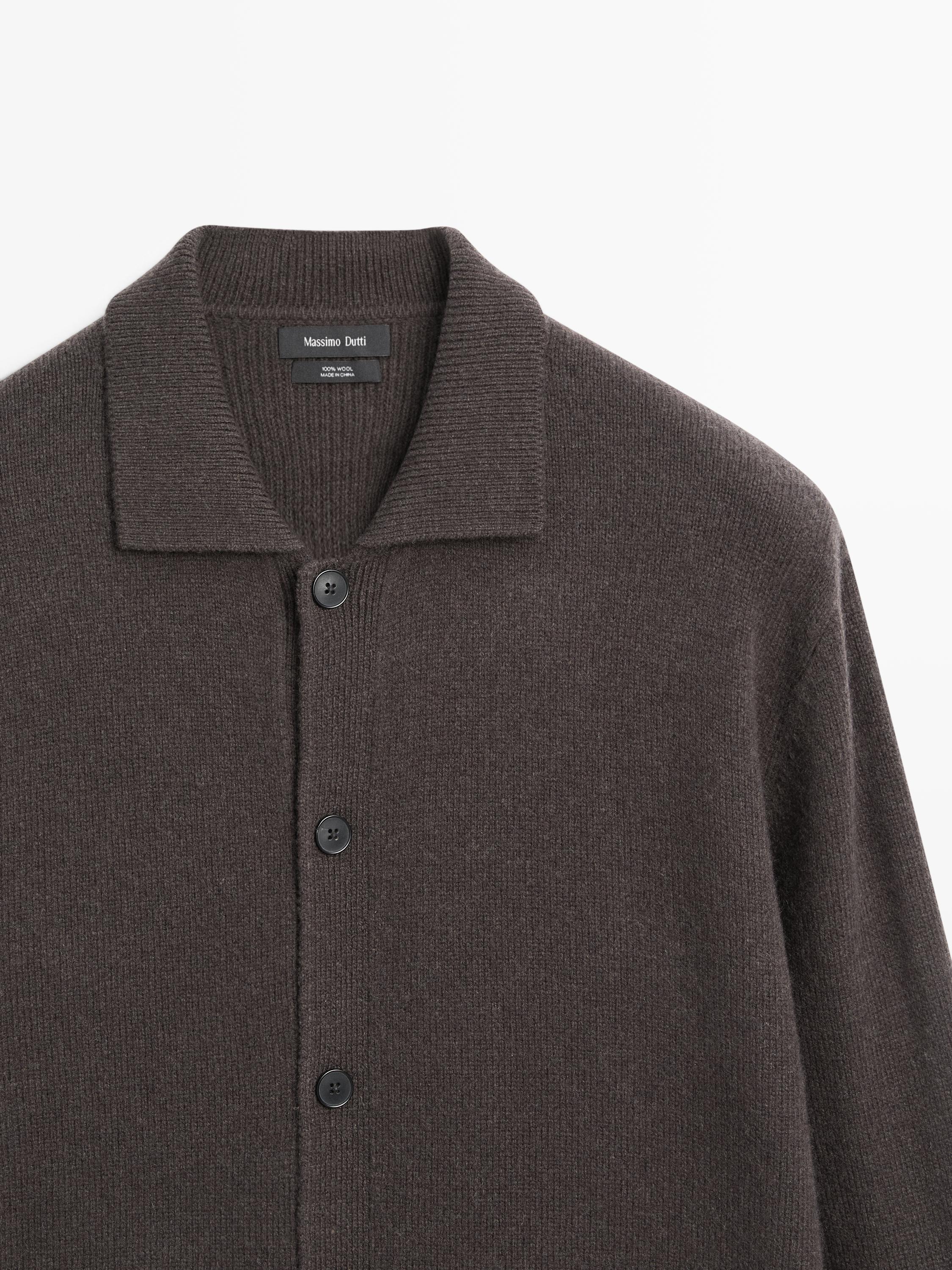 Cardigan en laine à col polo