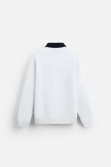 SWEAT POLO COL CONTRASTANT - Gris chiné de Zara - Image 6