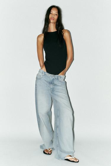 Zara POLYAMIDE HALTER BODYSUIT - Black