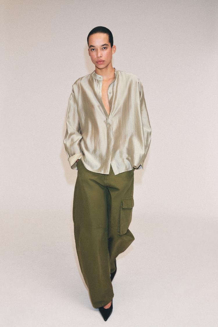 ZW COLLECTION STAND COLLAR SHIRT