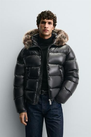 HOODED 100% FEATHER DOWN PUFFER JACKET - Black by Zara