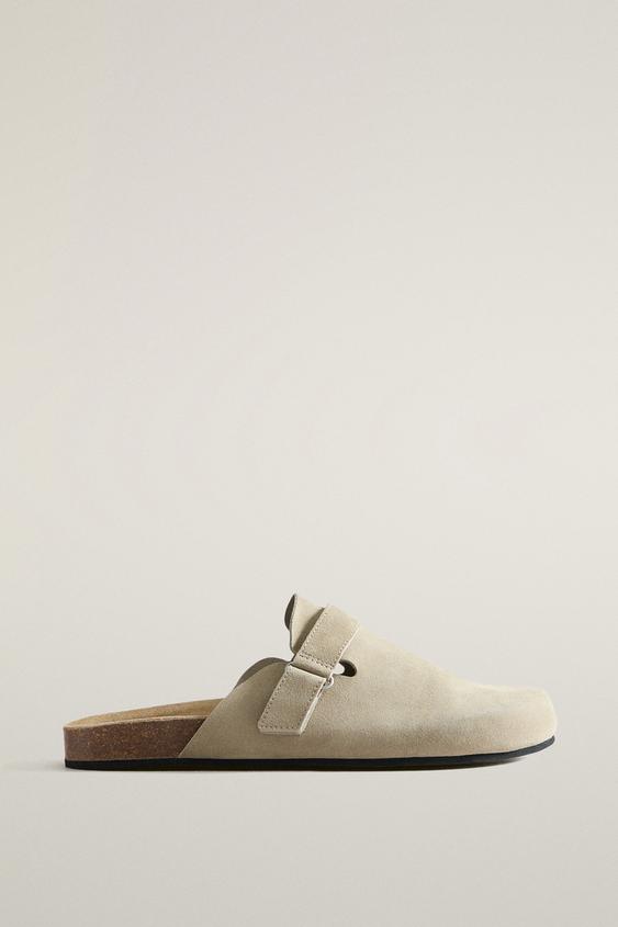 LEATHER STRAP CLOGS - Beige by Zara - Image 0
