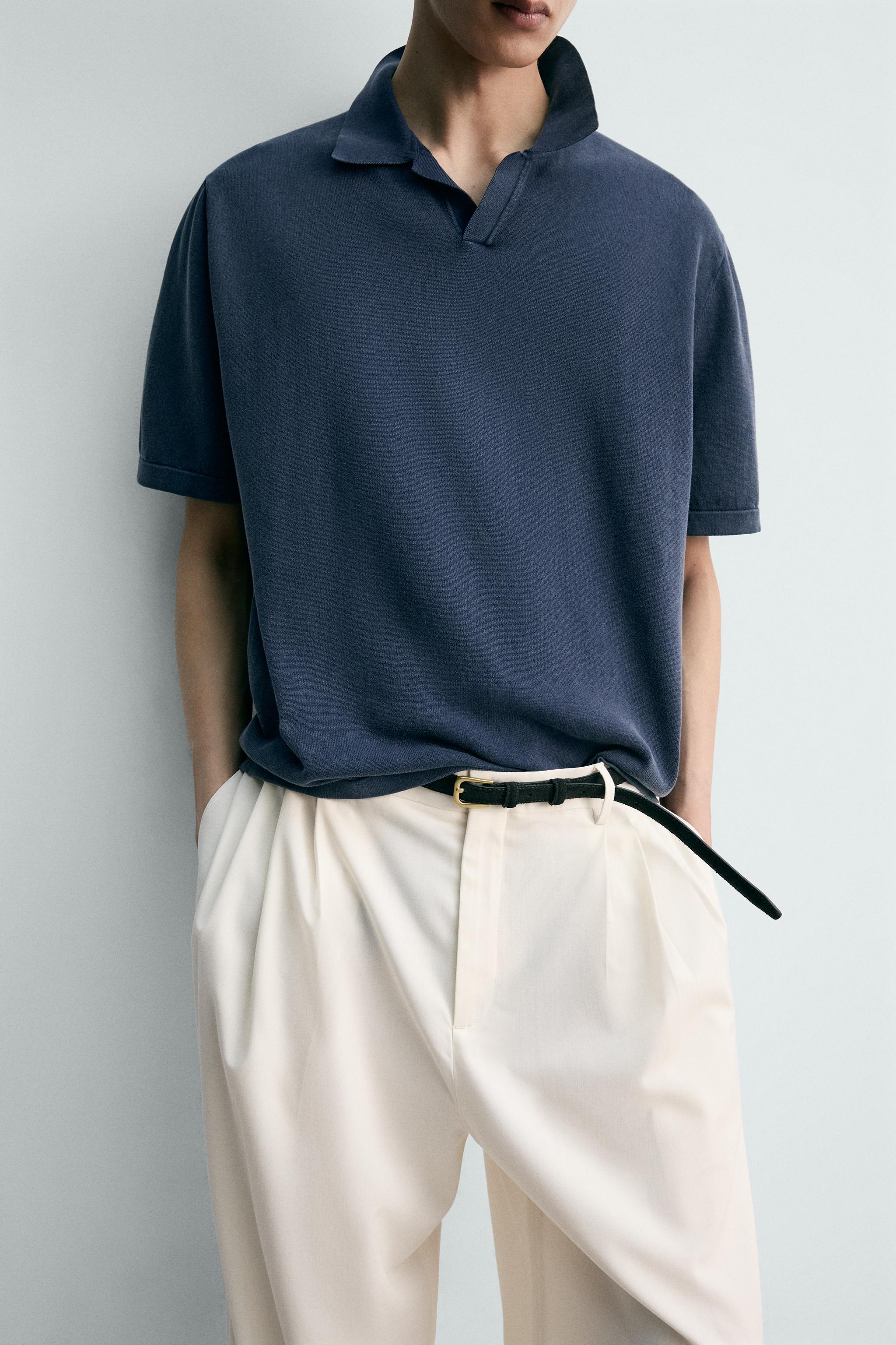 ウォッシュドニットポロ - ブルー | ZARA Japan / 日本