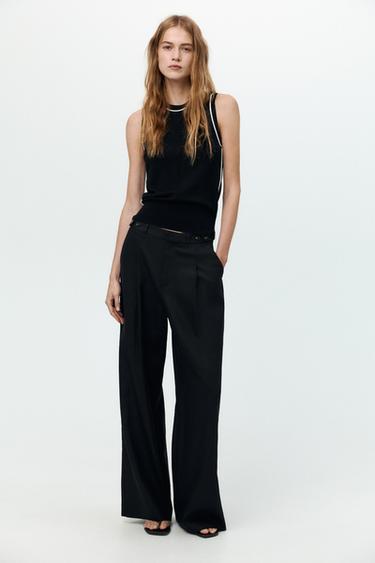 PLAIN KNIT TOP WITH CONTRAST TRIMS - Black by Zara - Image 0