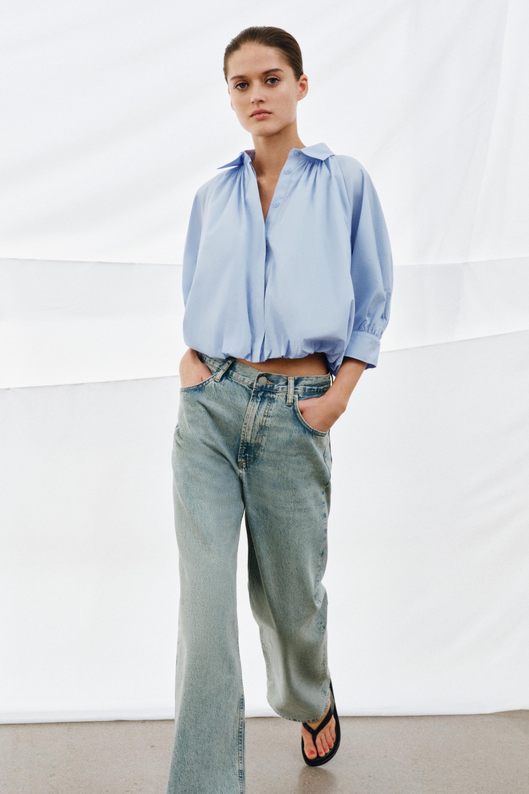 ZW COLLECTION PUFF SLEEVE SHIRT — Light blue