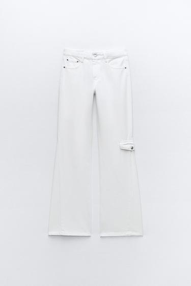 JEAN TRF CARGO TAILLE BASSE - Blanc cassé de Zara