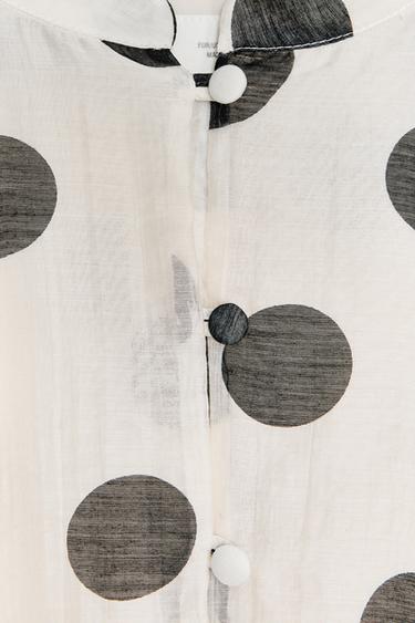 TOP HALTER À POIS - Écru / Noir de Zara - Image 6