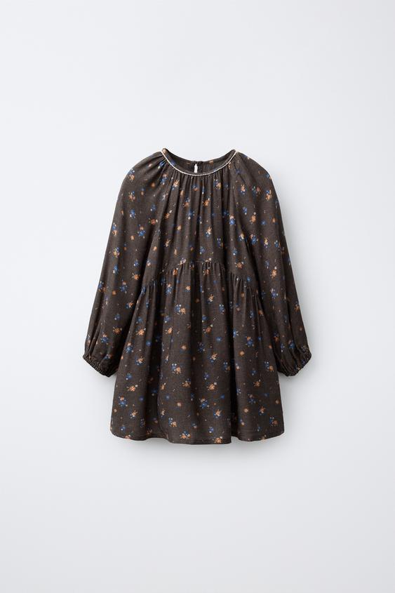 VESTIDO ESTAMPADO FLORES - Marrón de Zara - Imagen 0