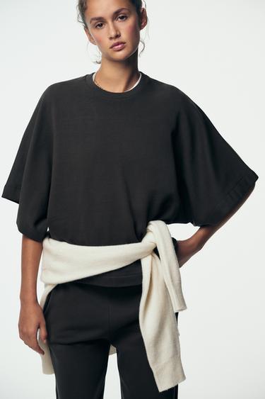 RUSTIC SHORT SLEEVE SWEATSHIRT - Charcoal by Zara