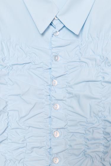CHEMISE EN POPELINE À PLIS ÉLASTIQUES - Bleu ciel de Zara - Image 8