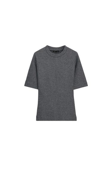 TOP SOFT ENTALLADO MANGA CORTA - Gris vigoré de Zara