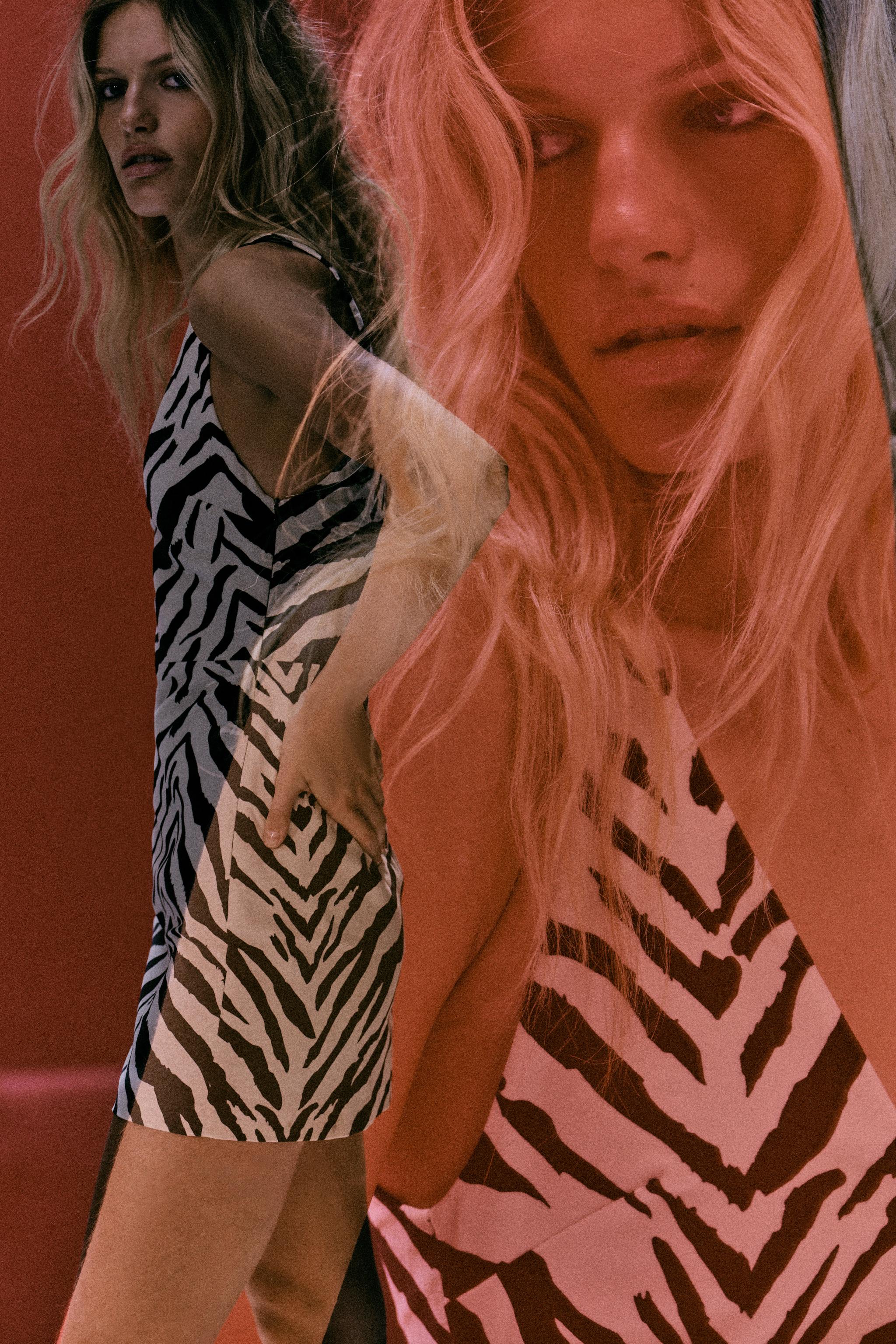 Animal Print Velvet Mini Dress by Zara