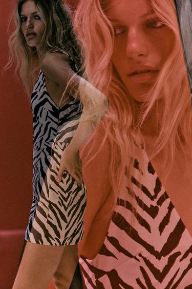 ANIMAL PRINT VELVET MINI DRESS — Zebra 1