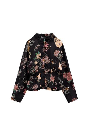 FLORAL PRINT SATIN EFFECT BLOUSE