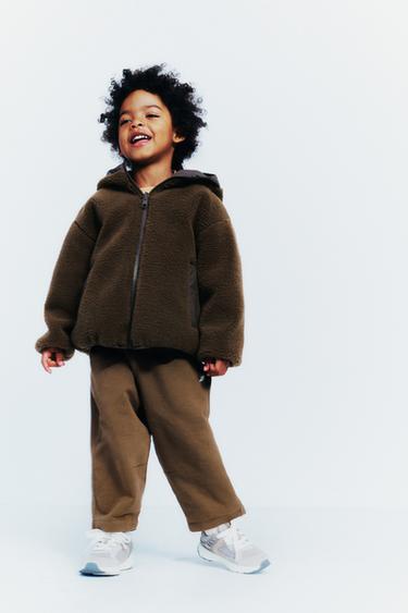 STRAIGHT LEG PLUSH LOGO TROUSERS - Light brown by Zara